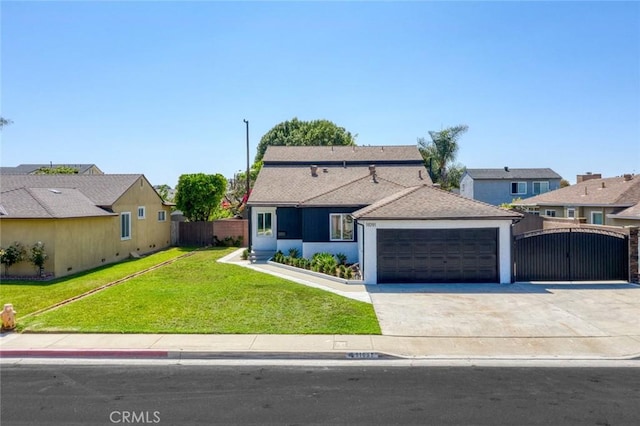 11091 Ranger Dr, Los Alamitos, CA 90720 - view of front of home with concrete driveway, a gate, a garage, and a residential view