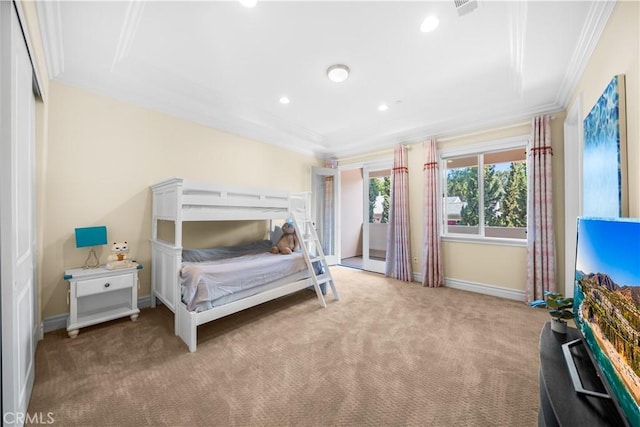 553 Woodward Blvd, Pasadena, CA 91107 - carpeted bedroom featuring ornamental molding, baseboards, and recessed lighting