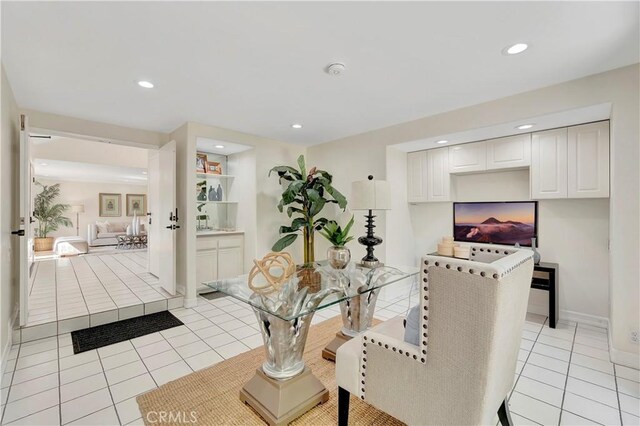 24851 Via Santa Cruz, Mission Viejo, CA 92692 - dining space with recessed lighting, light tile patterned floors, and baseboards