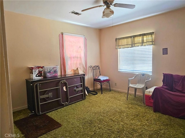 415 E Florinda St, Hanford, CA 93230 - sitting room with ceiling fan, carpet, and baseboards