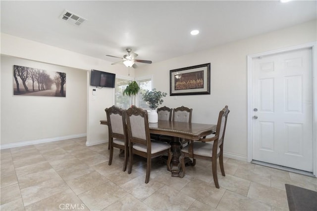 5611 Harold St, Riverside, CA 92503 - dining area featuring ceiling fan, baseboards, and recessed lighting