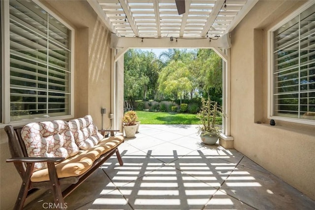 26800 Fairlain Dr, Valencia, CA 91355 - view of patio / terrace with a pergola and view of wooded area