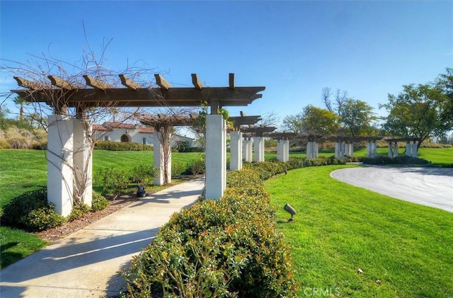 26800 Fairlain Dr, Valencia, CA 91355 - view of community featuring a pergola and a lawn