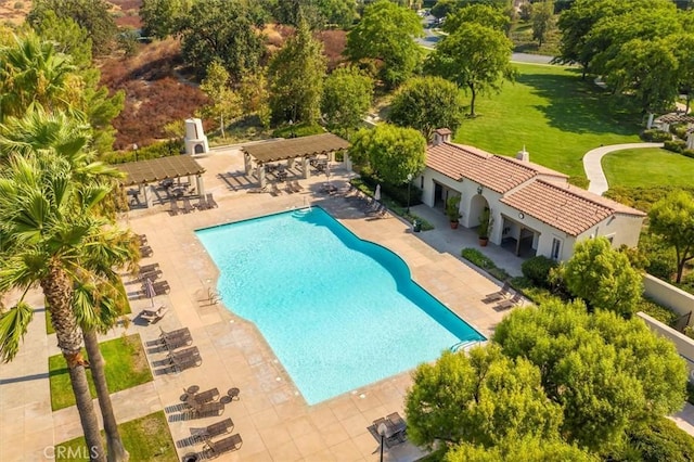 26800 Fairlain Dr, Valencia, CA 91355 - community pool with a patio and view of wooded area