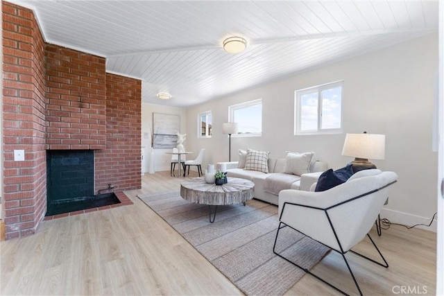 1929 Dorothea Rd, La Habra Heights, CA 90631 - living room featuring wood finished floors, baseboards, wooden ceiling, and a fireplace