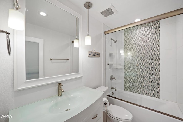 3125 Harbor Blvd, Oxnard, CA 93035 - bathroom featuring vanity, enclosed tub / shower combo, and recessed lighting