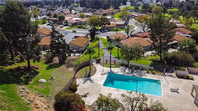 5760 Falling Leaf Ln, Jurupa Valley, CA 92509 - aerial perspective of suburban area featuring a pool