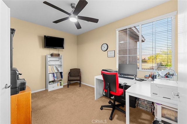 65565 Acoma Ave Unit 1, Desert Hot Springs, CA 92240 - home office featuring a ceiling fan and light colored carpet
