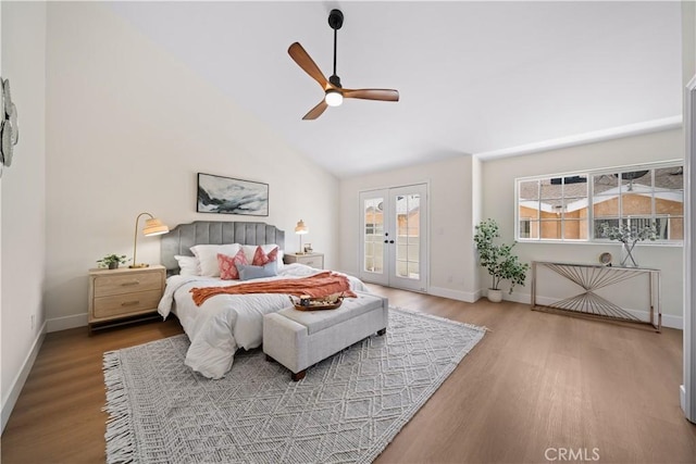 4431 W 138th St Unit B, Hawthorne, CA 90250 - bedroom with access to outside, wood finished floors, baseboards, french doors, and high vaulted ceiling