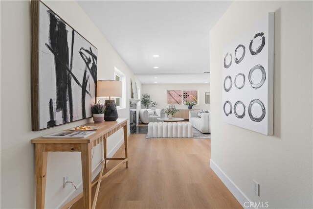 4431 W 138th St Unit B, Hawthorne, CA 90250 - hall with wood finished floors, recessed lighting, and baseboards