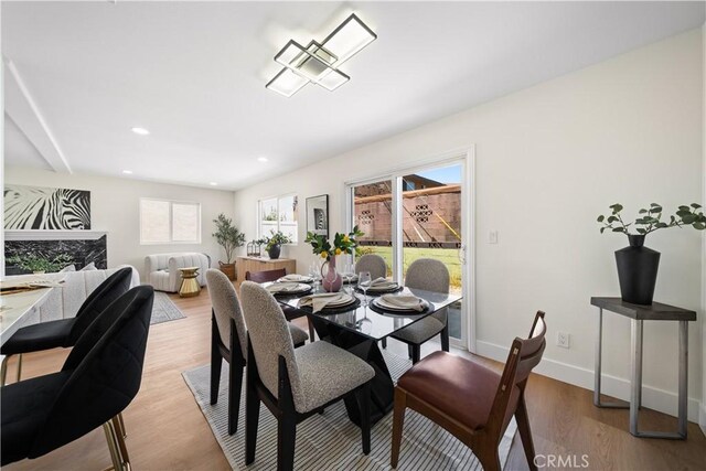 4431 W 138th St Unit B, Hawthorne, CA 90250 - dining room with light wood-style flooring, recessed lighting, and baseboards