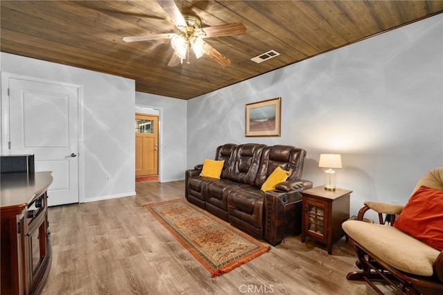 7052 Manhattan Dr, Riverside, CA 92506 - living room with wood ceiling, ceiling fan, wood finished floors, and baseboards