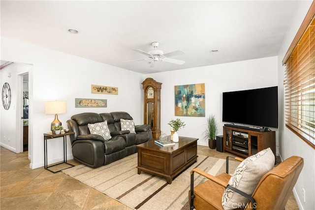 4514 Jamestown, Yorba Linda, CA 92886 - living area featuring a ceiling fan and baseboards