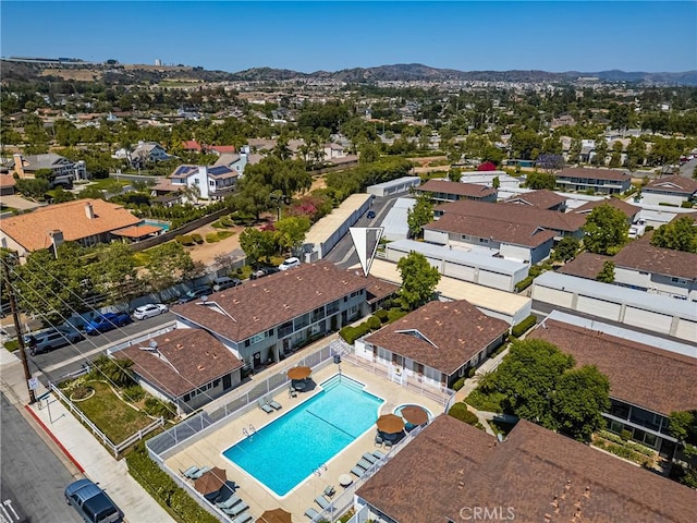 4514 Jamestown, Yorba Linda, CA 92886 - aerial view of residential area featuring a pool area and a mountain backdrop