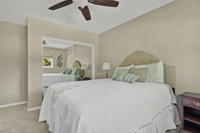 1330 S Center St, Redlands, CA 92373 - bedroom featuring carpet floors, baseboards, a closet, and a ceiling fan