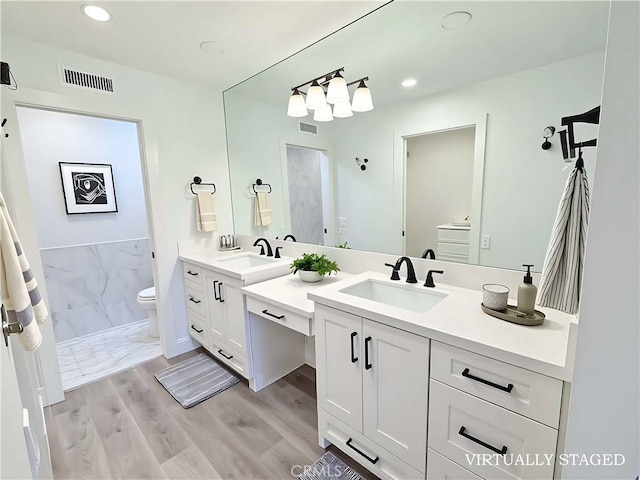 26871 Recodo Ln, Mission Viejo, CA 92691 - bathroom with vanity, toilet, recessed lighting, and wood finished floors