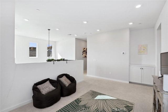 28709 Wildflower, Castaic, CA 91384 - sitting room with light carpet, recessed lighting, and baseboards