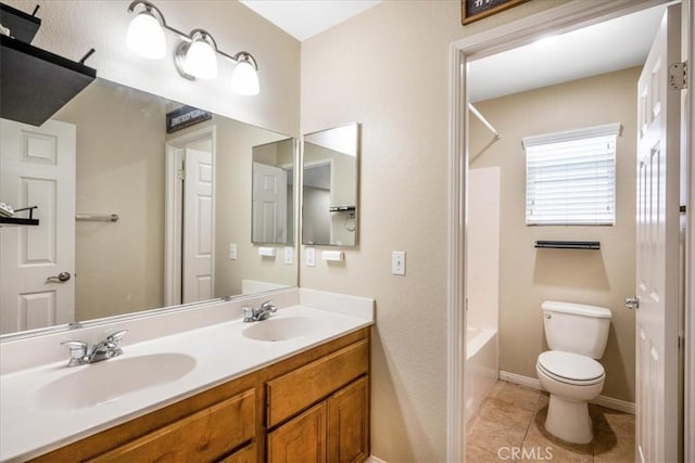 19454 Copper Ridge St, Perris, CA 92570 - bathroom featuring double vanity, bathtub / shower combination, and tile patterned floors