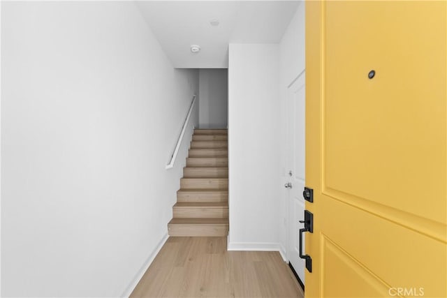 94231/2 N Sepulveda Blvd Unit 4, North Hills, CA 91343 - staircase with wood finished floors and baseboards