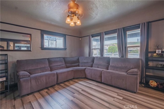 5837 Esperanza Ave, Whittier, CA 90606 - living area with wood finished floors and a textured ceiling