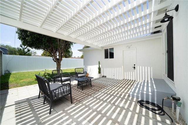 3037 Pacific Ave, Long Beach, CA 90806 - fenced backyard with a pergola, outdoor lounge area, and a patio area