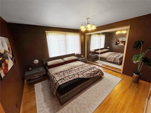 10249 Deveron Dr, Whittier, CA 90601 - bedroom with a chandelier and wood finished floors