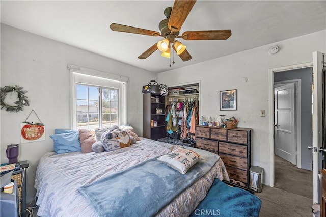 4909 Sepulveda Ave, San Bernardino, CA 92404 - carpeted bedroom with a closet and ceiling fan