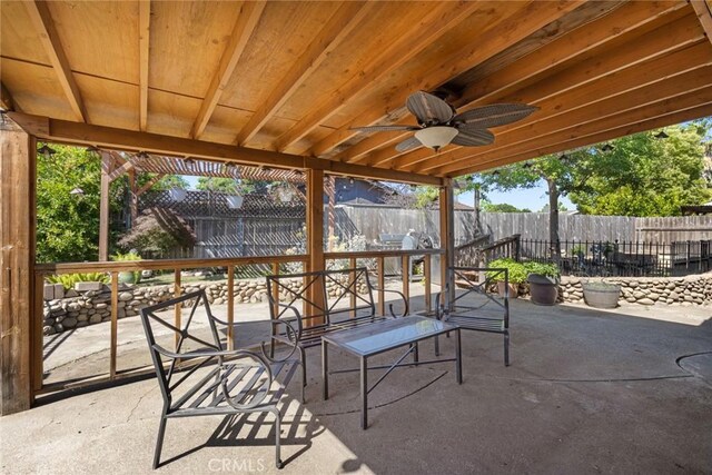 2 Comstock Rd, Chico, CA 95928 - fenced backyard featuring a patio and ceiling fan