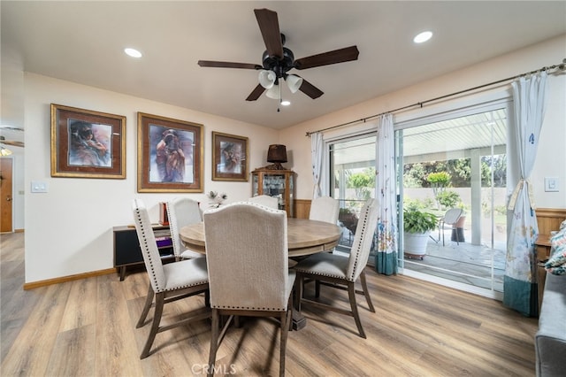 7191 Nixon Dr, Riverside, CA 92504 - dining room with ceiling fan, light wood-style floors, and recessed lighting