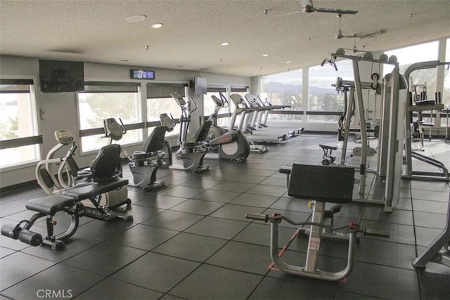 26822 Corona Dr, Helendale, CA 92342 - exercise room with a textured ceiling