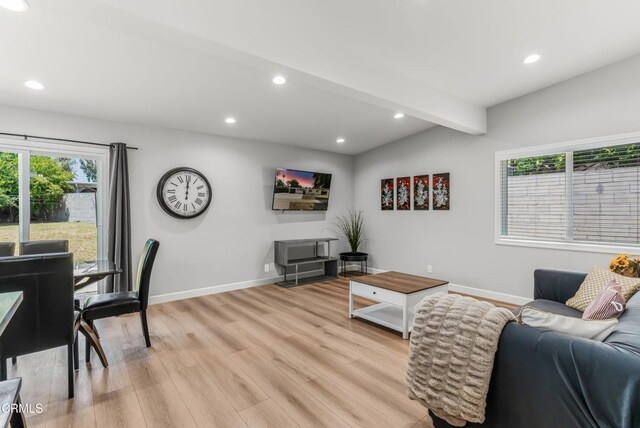 7745 Geyser Ave, Reseda, CA 91335 - living room with light wood-type flooring, recessed lighting, and baseboards