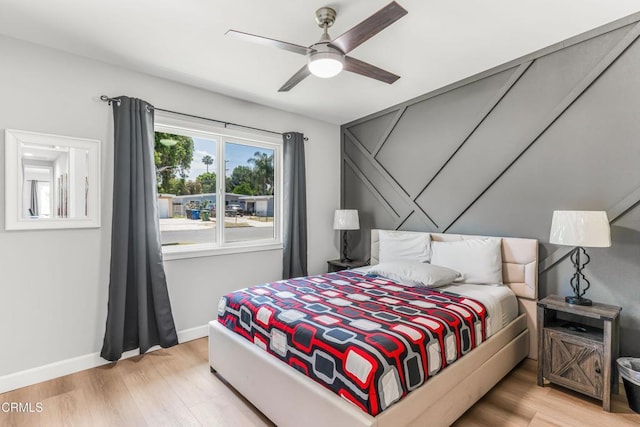 7745 Geyser Ave, Reseda, CA 91335 - bedroom featuring light wood finished floors, baseboards, and a ceiling fan
