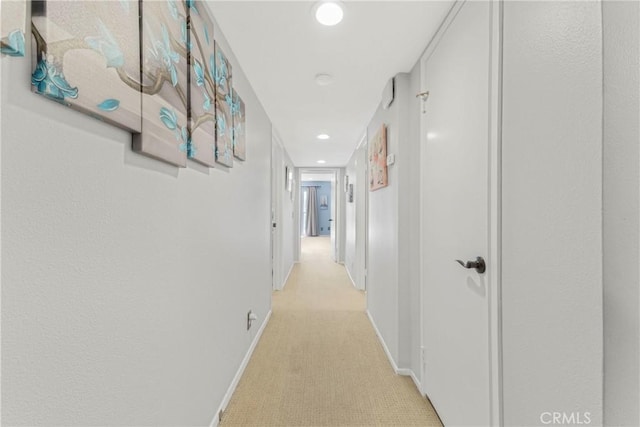 17426 Flanders St, Granada Hills, CA 91344 - corridor with light carpet, baseboards, and recessed lighting