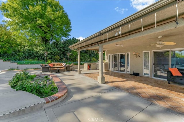 17426 Flanders St, Granada Hills, CA 91344 - view of patio with an outdoor hangout area and ceiling fan