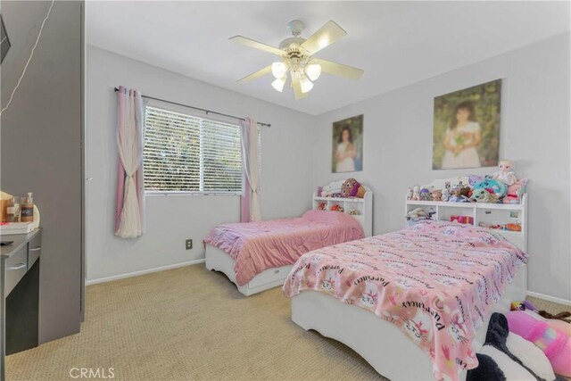 17426 Flanders St, Granada Hills, CA 91344 - bedroom featuring light carpet, baseboards, and ceiling fan