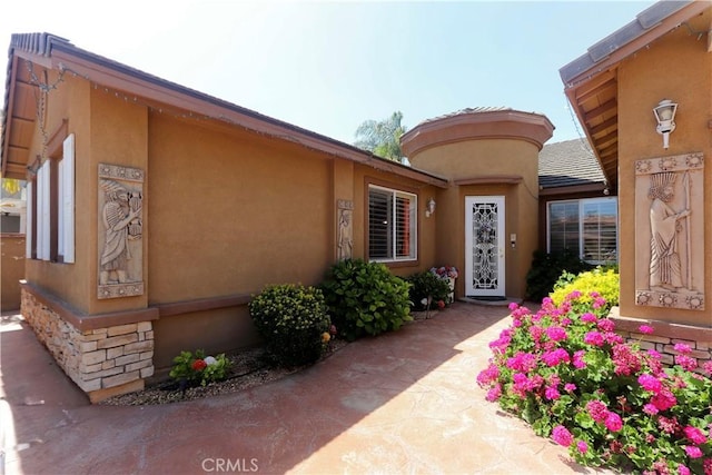 40203 Grenache Ct, Murrieta, CA 92563 - doorway to property featuring stucco siding and stone siding