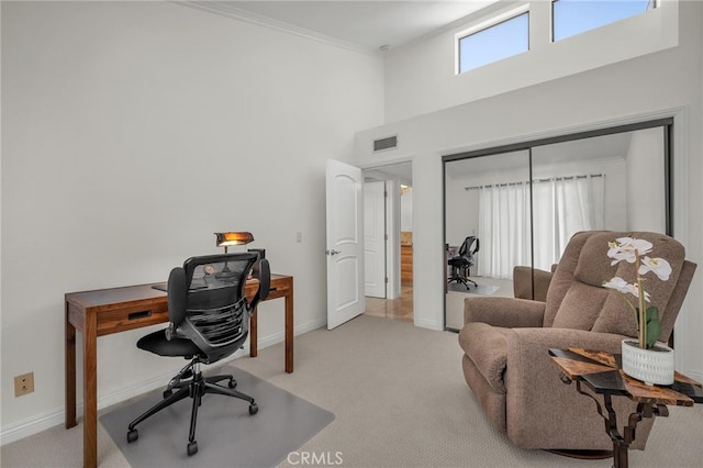 1205 S Catalina Ave S Unit A, Redondo Beach, CA 90277 - office with light colored carpet, crown molding, and a high ceiling