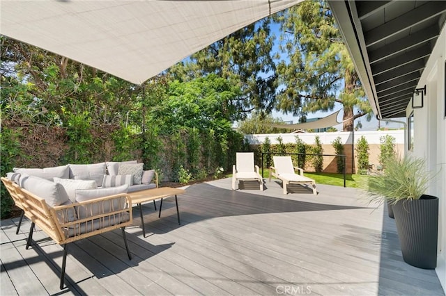 742 Hudson Ave, Costa Mesa, CA 92626 - deck featuring a fenced backyard and an outdoor living space