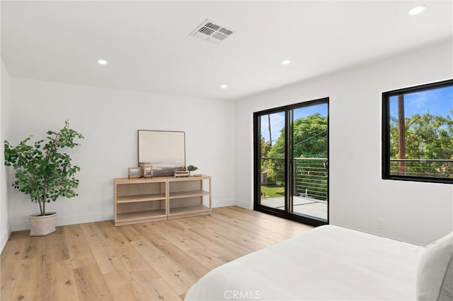 742 Hudson Ave, Costa Mesa, CA 92626 - bedroom with access to outside, light wood-style floors, recessed lighting, and baseboards