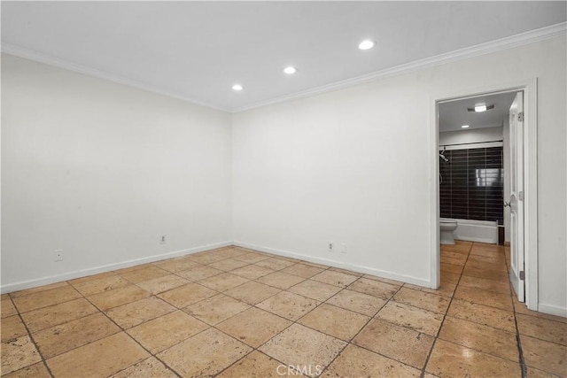 11970 Montana Ave Unit 102, Brentwood, CA 90049 - unfurnished room featuring ornamental molding and recessed lighting