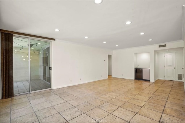 11970 Montana Ave Unit 102, Brentwood, CA 90049 - spare room featuring crown molding, recessed lighting, and light tile patterned floors
