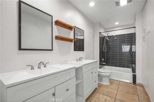 11970 Montana Ave Unit 102, Brentwood, CA 90049 - bathroom with vanity, bathing tub / shower combination, and recessed lighting