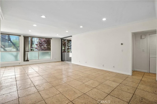 11970 Montana Ave Unit 102, Brentwood, CA 90049 - unfurnished room with crown molding and recessed lighting