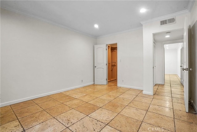 11970 Montana Ave Unit 102, Brentwood, CA 90049 - unfurnished bedroom with ornamental molding, recessed lighting, and a spacious closet