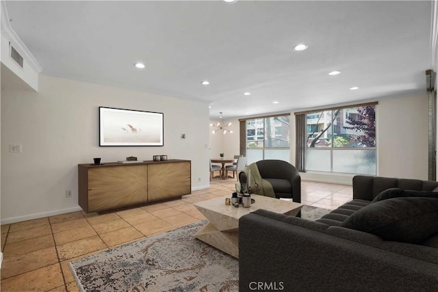 11970 Montana Ave Unit 102, Brentwood, CA 90049 - living room with a chandelier and recessed lighting