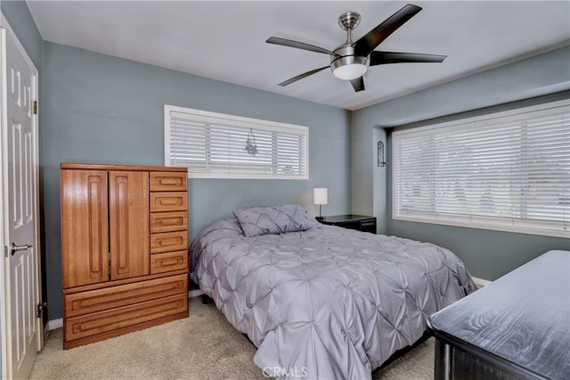 14522 San Feliciano Ln, Mirada, CA 90638 - bedroom featuring light carpet, ceiling fan, and baseboards