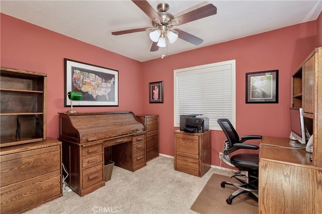 14522 San Feliciano Ln, Mirada, CA 90638 - carpeted office featuring a ceiling fan and baseboards