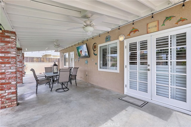 14522 San Feliciano Ln, Mirada, CA 90638 - view of patio / terrace featuring outdoor dining area and ceiling fan