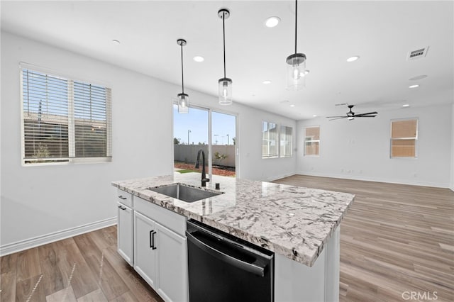 32129 Dymondia Way, Temecula, CA 92591 - kitchen featuring dishwasher, a sink, a ceiling fan, recessed lighting, and healthy amount of natural light