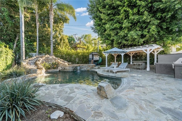 14332 Roblar Pl, Sherman Oaks, CA 91423 - outdoor pool with a patio and a gazebo